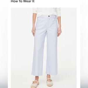 J. Crew Factory Striped high-rise wide-leg cropped pant